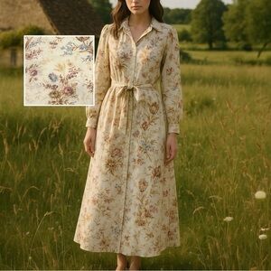 DOEN *Ultra Rare* Field of Tulips Long Sleeve Button Down Maxi Dress